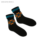 Термоноски для девочки с начесом без резинки 2664 Снежинка крупная цвет чёрный Алиша 4520884