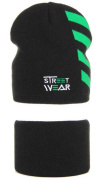 Шапка AGBO черный+зеленый (30% шерсть, 70% акрил) 3145